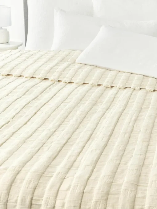 Musselin-Tagesdecke Bethany mit Fransen