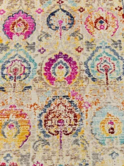 Niederflor-Läufer Kashan mit bunten Ornamenten