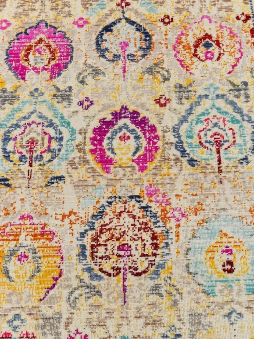 Niederflor-Läufer Kashan mit bunten Ornamenten