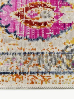 Niederflor-Läufer Kashan mit bunten Ornamenten
