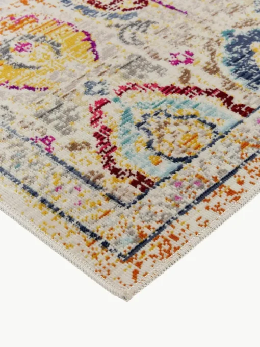Niederflor-Läufer Kashan mit bunten Ornamenten