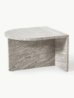 Ovale Couchtische Leander aus Metall und Marmor, 2er-Set