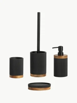 Ovale Seifenschale Laura mit Holz-Dekor