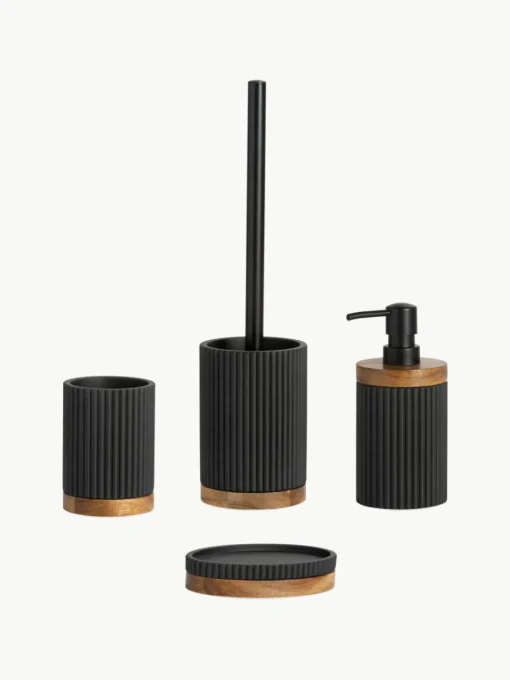 Ovale Seifenschale Laura mit Holz-Dekor