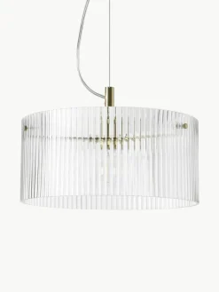 Pendelleuchte Emmi aus geriffeltem Glas