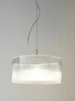 Pendelleuchte Emmi aus geriffeltem Glas