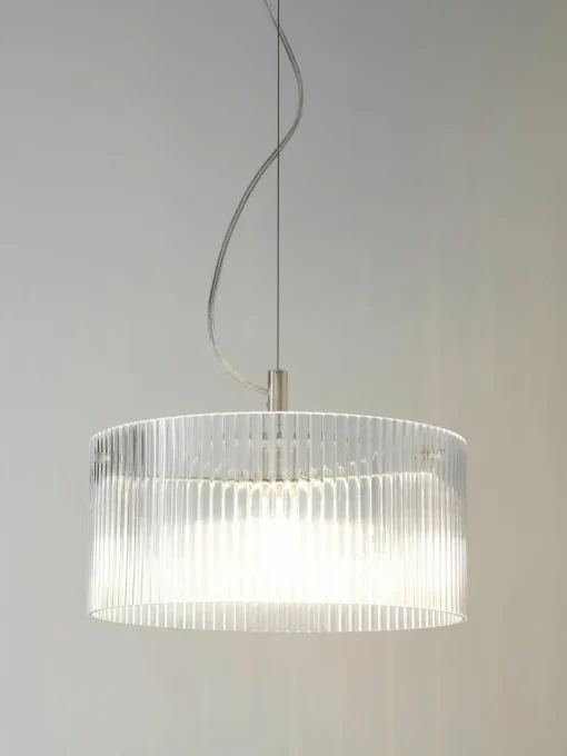Pendelleuchte Emmi aus geriffeltem Glas