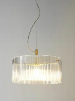 Pendelleuchte Emmi aus geriffeltem Glas