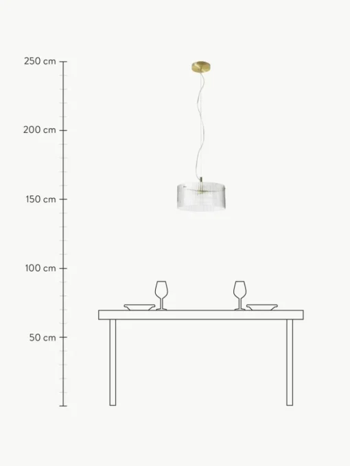 Pendelleuchte Emmi aus geriffeltem Glas