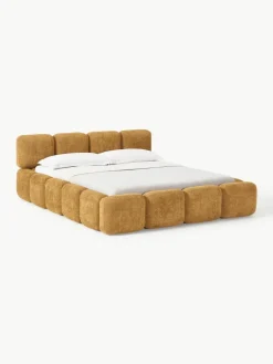 Polsterbett Tayla aus Teddy-Bouclé mit Stauraum