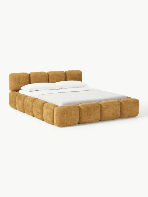Polsterbett Tayla aus Teddy-Bouclé mit Stauraum
