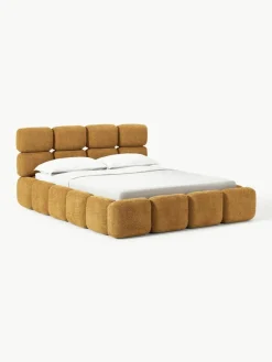 Polsterbett Tayla aus Teddy-Bouclé mit Stauraum