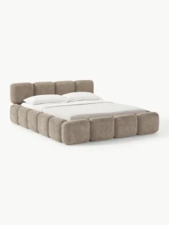 Polsterbett Tayla aus Teddy-Bouclé mit Stauraum