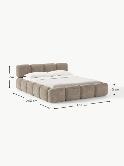 Polsterbett Tayla aus Teddy-Bouclé mit Stauraum