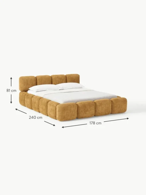 Polsterbett Tayla aus Teddy-Bouclé mit Stauraum
