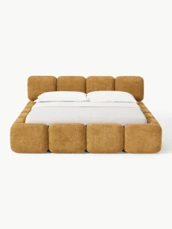 Polsterbett Tayla aus Teddy-Bouclé mit Stauraum
