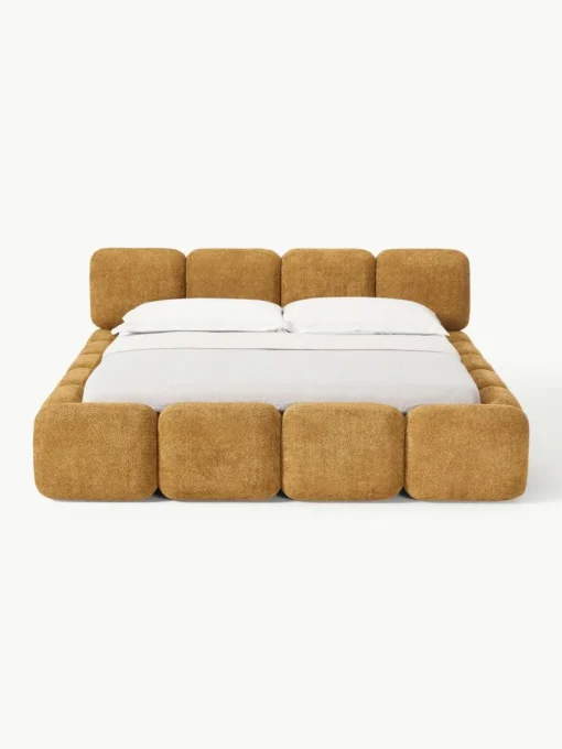 Polsterbett Tayla aus Teddy-Bouclé mit Stauraum