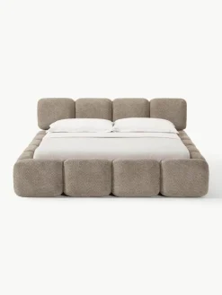 Polsterbett Tayla aus Teddy-Bouclé mit Stauraum