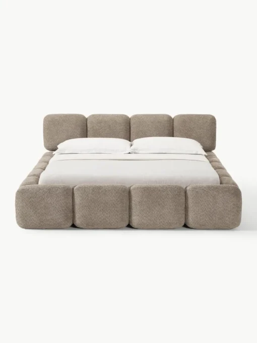 Polsterbett Tayla aus Teddy-Bouclé mit Stauraum