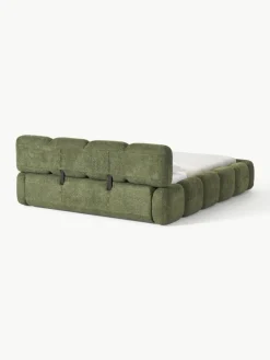 Polsterbett Tayla aus Teddy-Bouclé mit Stauraum