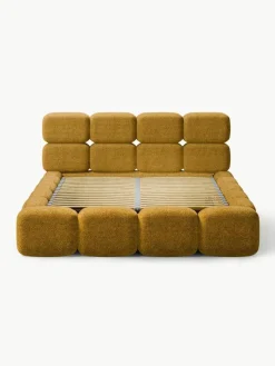 Polsterbett Tayla aus Teddy-Bouclé mit Stauraum
