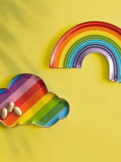 Porzellan Deko-Tablett Rainbow mit Gold