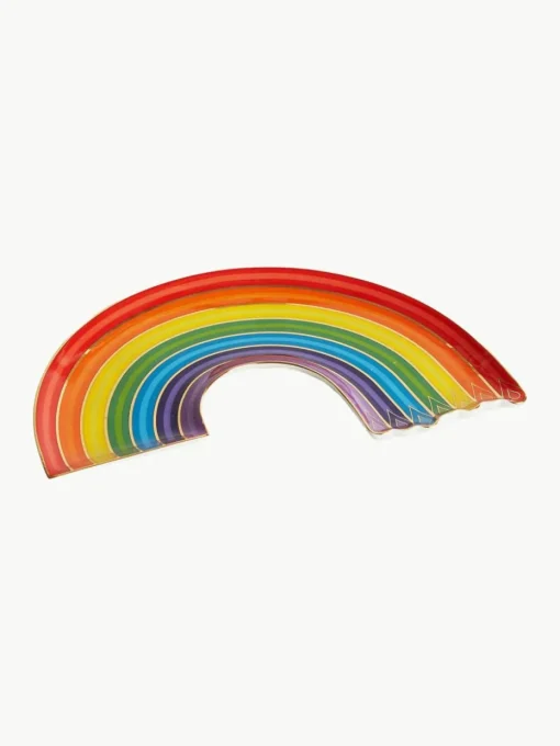 Porzellan Deko-Tablett Rainbow mit Gold