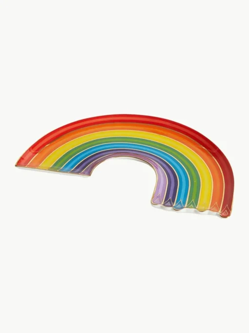 Porzellan Deko-Tablett Rainbow mit Gold