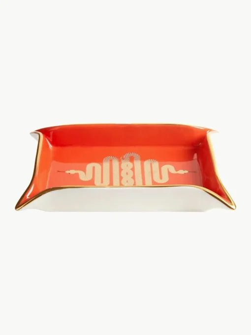 Porzellan Deko-Tablett Snake mit Gold
