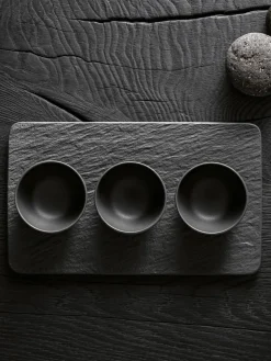 Porzellan-Dipschälchen Manufacture Rock mit Serviertablett, 4er-Set
