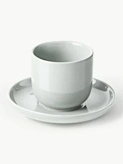 Porzellan-Espressobecher Nessa mit Untertassen, 4 Stück