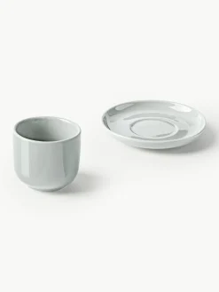 Porzellan-Espressobecher Nessa mit Untertassen, 4 Stück
