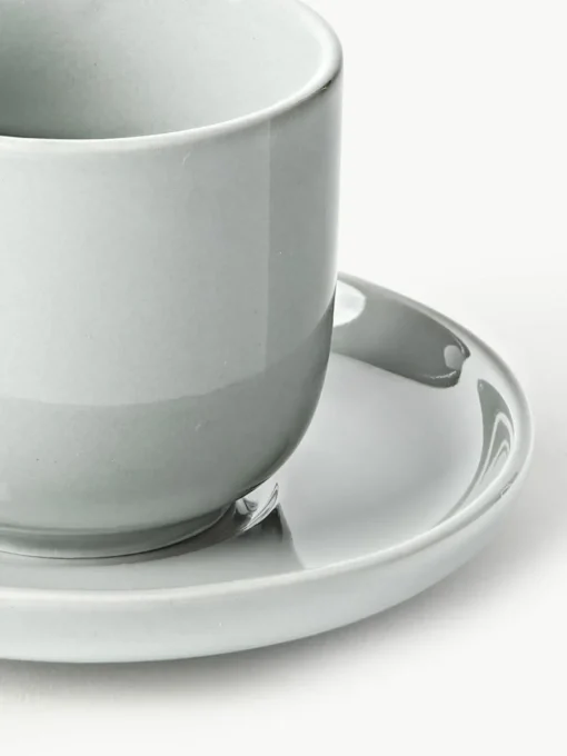 Porzellan-Espressobecher Nessa mit Untertassen, 4 Stück