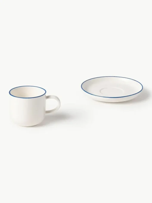Porzellan-Espressotassen Facile mit Untertassen, 2 Stück