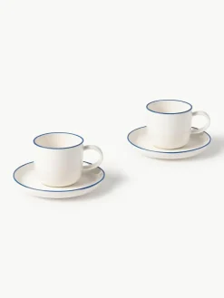 Porzellan-Espressotassen Facile mit Untertassen, 2 Stück