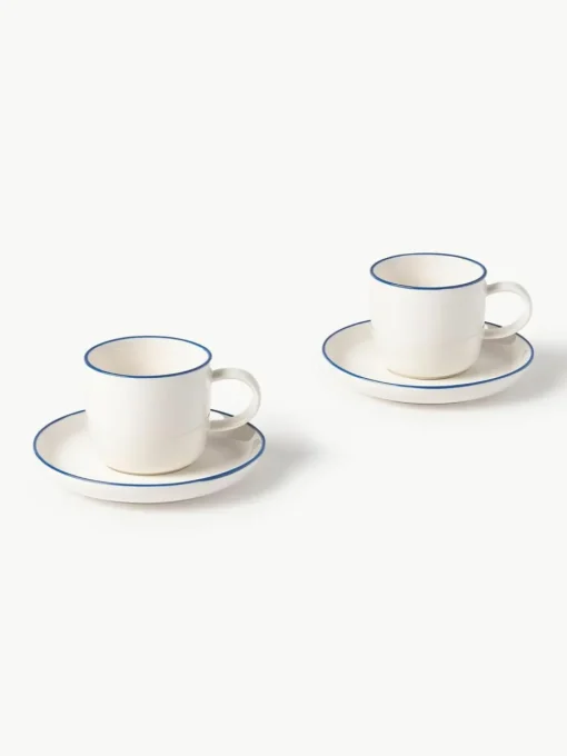 Porzellan-Espressotassen Facile mit Untertassen, 2 Stück