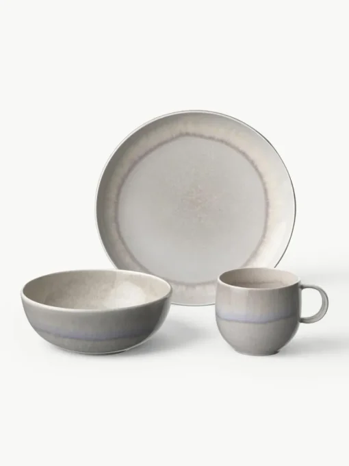 Porzellan-Frühstücks-Set Perlemor Sand, 2 Personen (6-tlg.)
