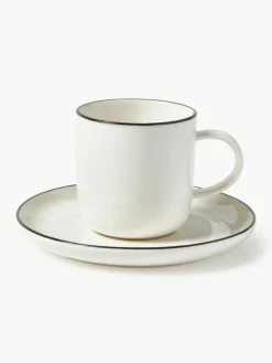 Porzellan-Kaffeetassen Facile mit Untertassen, 2 Stück