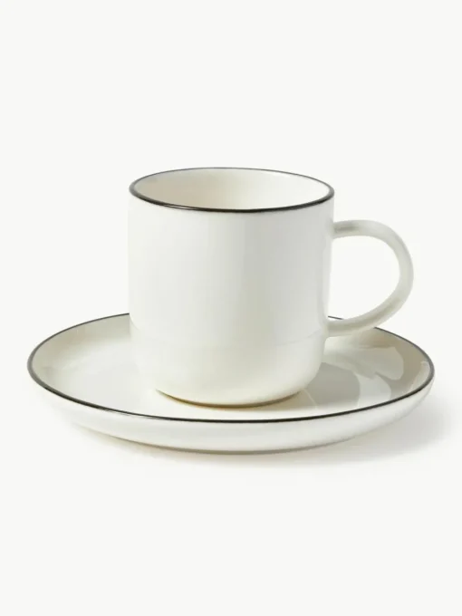 Porzellan-Kaffeetassen Facile mit Untertassen, 2 Stück