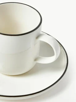 Porzellan-Kaffeetassen Facile mit Untertassen, 2 Stück