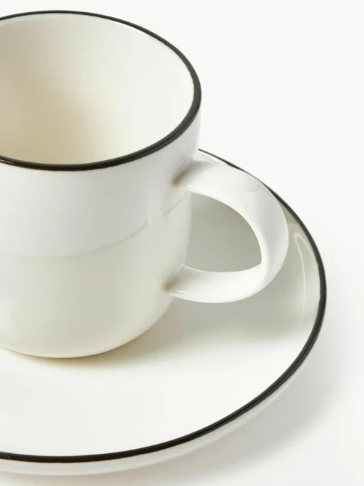 Porzellan-Kaffeetassen Facile mit Untertassen, 2 Stück