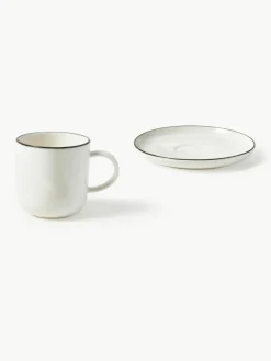 Porzellan-Kaffeetassen Facile mit Untertassen, 2 Stück