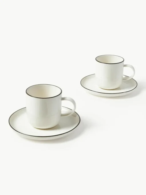 Porzellan-Kaffeetassen Facile mit Untertassen, 2 Stück