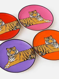 Porzellan-Untersetzer Safari mit Gold, 4er-Set