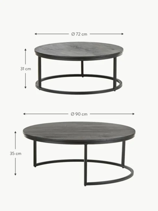 Runde Couchtische Andrew aus Mangoholz, 2er-Set