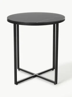 Runder Beistelltisch Antigua mit Glasplatte in Marmor-Optik