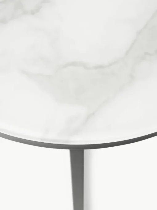 Runder Beistelltisch Antigua mit Glasplatte in Marmor-Optik