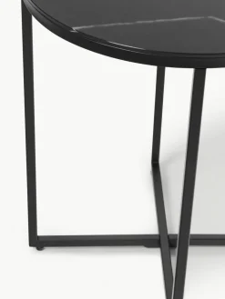 Runder Beistelltisch Antigua mit Glasplatte in Marmor-Optik