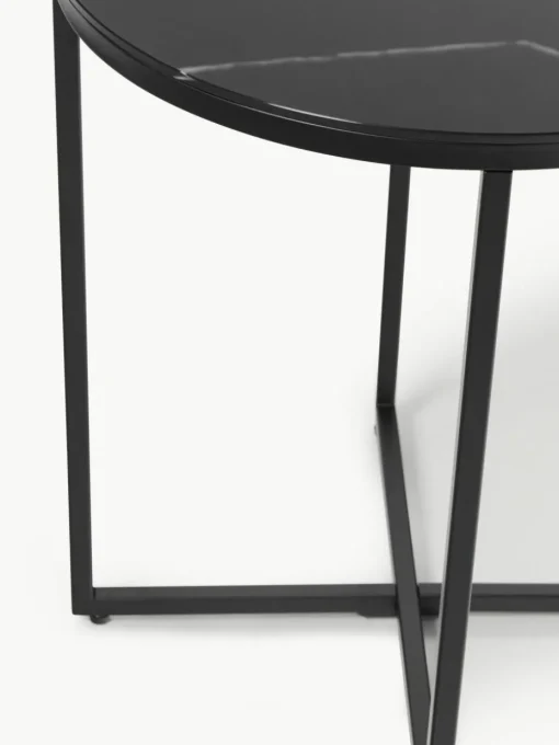Runder Beistelltisch Antigua mit Glasplatte in Marmor-Optik