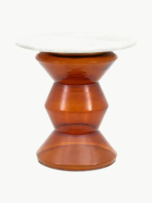 Runder Beistelltisch Turin aus Glas und Marmor, mundgeblasen